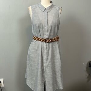 Zara women’s Light Shirt Dress size L blue & white